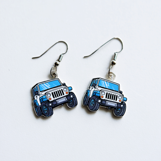 Custom Trail Style Pack – Jeep Earrings + Keychain (Off-Road Ink Edition)