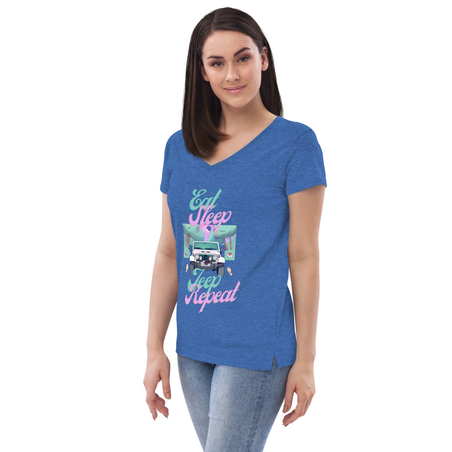 Eat. Sleep. Jeep. Repeat - Women’s recycled v-neck t-shirt