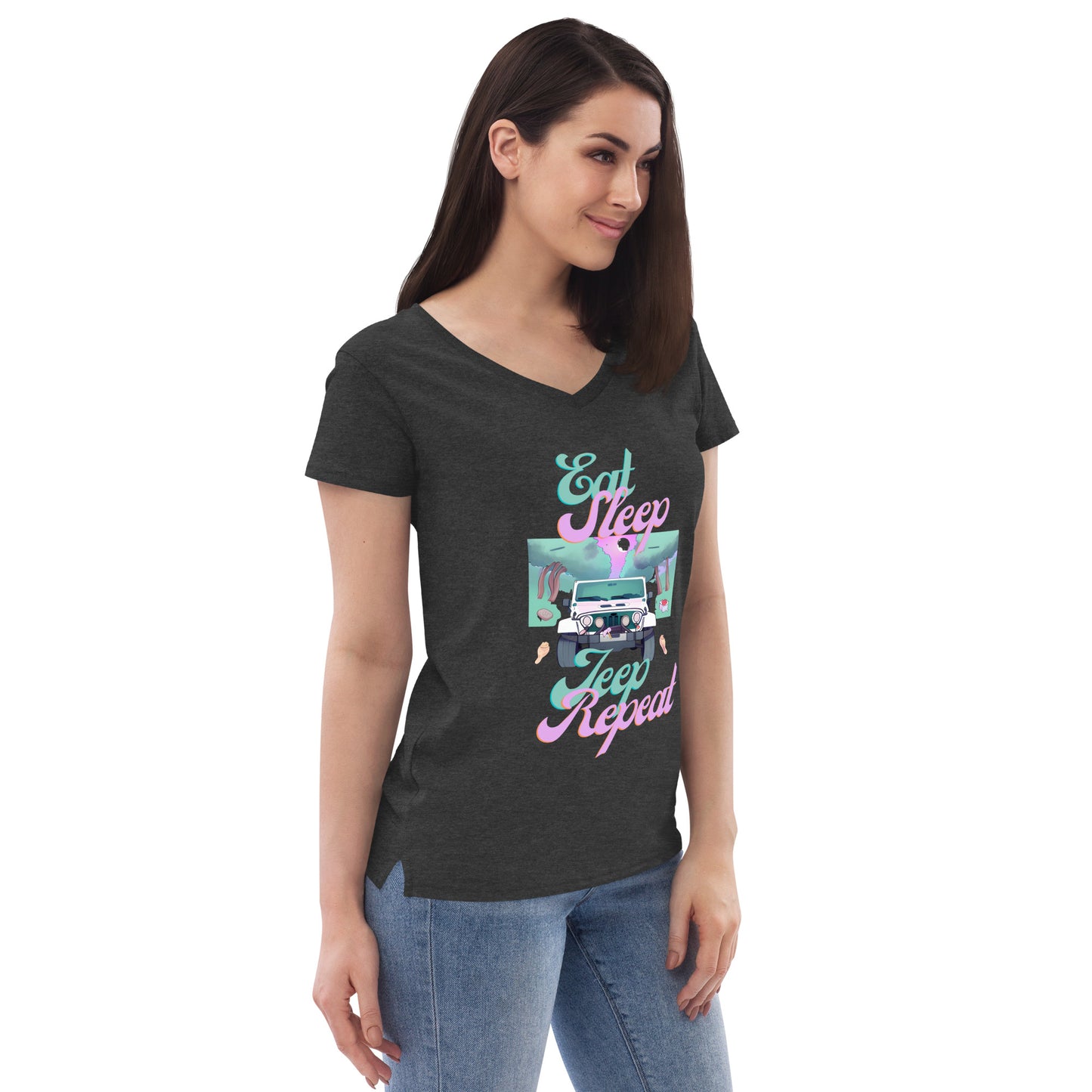 Eat. Sleep. Jeep. Repeat - Women’s recycled v-neck t-shirt